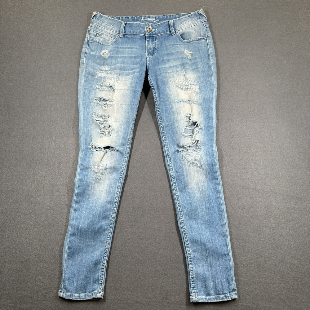 Amethyst Jeans Girls 9R Blue Mona Be Beautiful Denim Distressed‎ Skinny Grunge